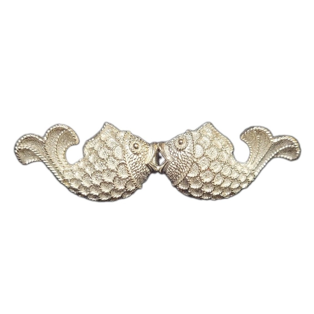 RARE Vintage Mimi Di N Vintage Fish Belt Buckle 1976 Silvertone STAMPED/SIGNED